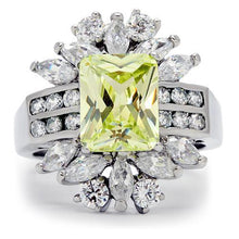 TK176 - High polished (no plating) Stainless Steel Ring with AAA Grade CZ  in Apple Green color