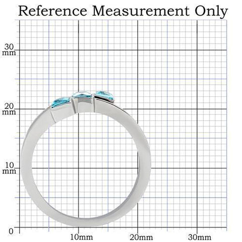 TK180 - High polished (no plating) Stainless Steel Ring with Synthetic Synthetic Glass in Sea Blue