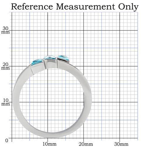 TK180 - High polished (no plating) Stainless Steel Ring with Synthetic Synthetic Glass in Sea Blue