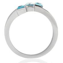 TK180 - High polished (no plating) Stainless Steel Ring with Synthetic Synthetic Glass in Sea Blue