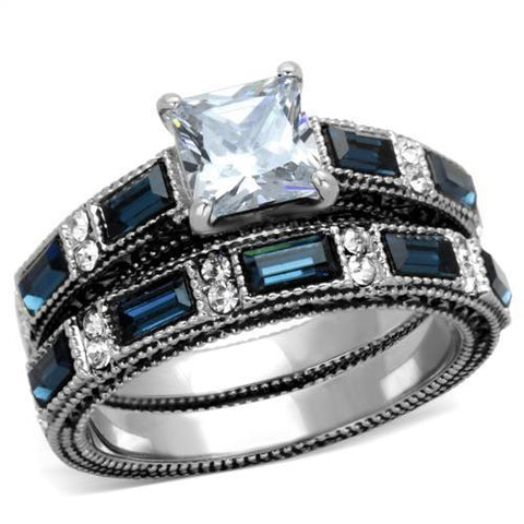 TK1829 - High polished (no plating) Stainless Steel Ring with AAA Grade CZ  in Clear