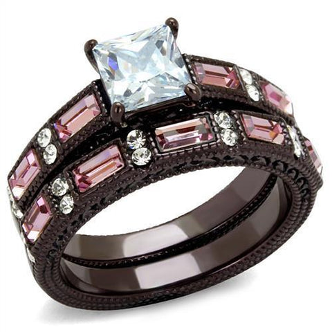 TK1829DC - IP Dark Brown (IP coffee) Stainless Steel Ring with AAA Grade CZ  in Clear