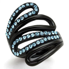 TK1835 - IP Black(Ion Plating) Stainless Steel Ring with Top Grade Crystal  in Sea Blue