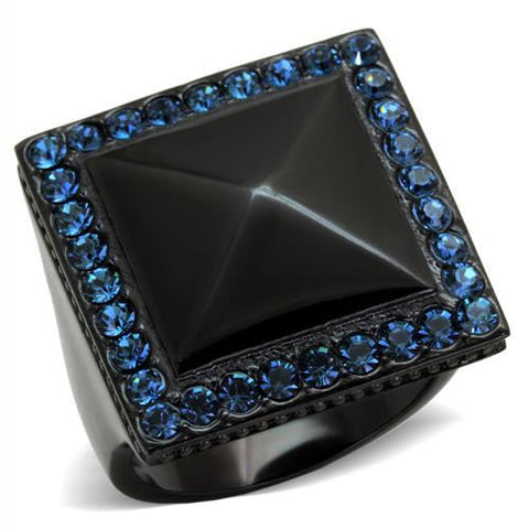 TK1841 - IP Black(Ion Plating) Stainless Steel Ring with Top Grade Crystal  in Montana