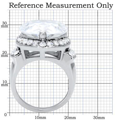 TK184 - High polished (no plating) Stainless Steel Ring with AAA Grade CZ  in Clear