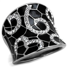 TK1853 - High polished (no plating) Stainless Steel Ring with Top Grade Crystal  in Clear