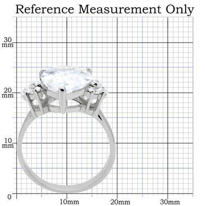 TK186 - High polished (no plating) Stainless Steel Ring with AAA Grade CZ  in Clear