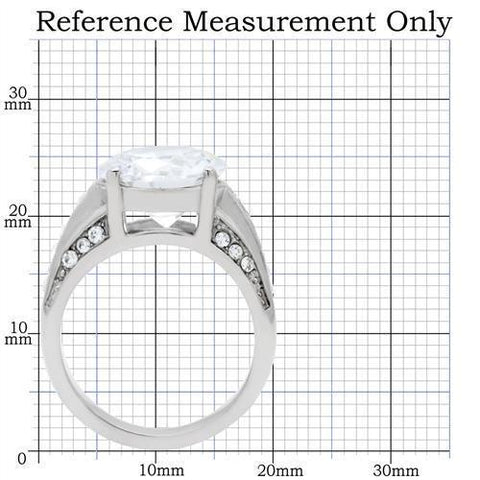 TK187 - High polished (no plating) Stainless Steel Ring with AAA Grade CZ  in Clear