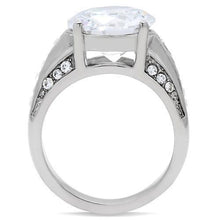 TK187 - High polished (no plating) Stainless Steel Ring with AAA Grade CZ  in Clear