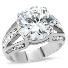 TK187 - High polished (no plating) Stainless Steel Ring with AAA Grade CZ  in Clear