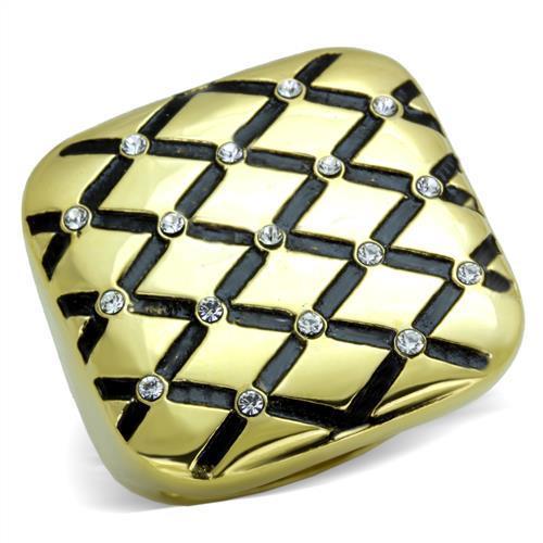 TK1886 - IP Gold(Ion Plating) Stainless Steel Ring with Top Grade Crystal  in Clear