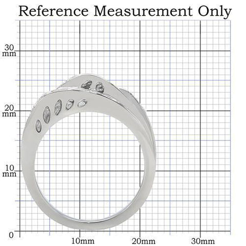 TK188 - High polished (no plating) Stainless Steel Ring with Top Grade Crystal  in Clear