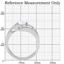 TK189 - High polished (no plating) Stainless Steel Ring with AAA Grade CZ  in Clear