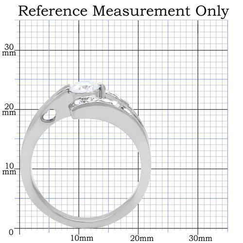 TK189 - High polished (no plating) Stainless Steel Ring with AAA Grade CZ  in Clear