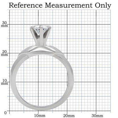 TK191 - High polished (no plating) Stainless Steel Ring with AAA Grade CZ  in Clear