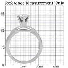 TK191 - High polished (no plating) Stainless Steel Ring with AAA Grade CZ  in Clear