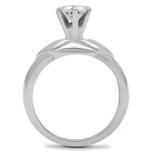 TK191 - High polished (no plating) Stainless Steel Ring with AAA Grade CZ  in Clear