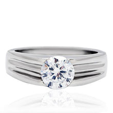 TK193 - High polished (no plating) Stainless Steel Ring with AAA Grade CZ  in Clear