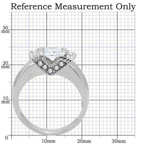 TK194 - High polished (no plating) Stainless Steel Ring with AAA Grade CZ  in Clear