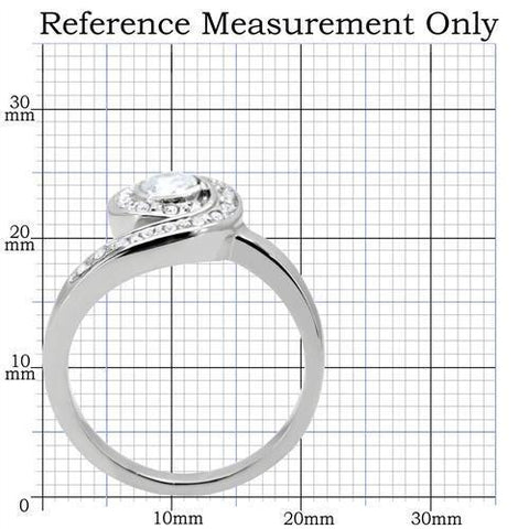 TK195 - High polished (no plating) Stainless Steel Ring with AAA Grade CZ  in Clear