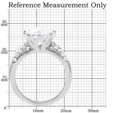 TK197 - High polished (no plating) Stainless Steel Ring with AAA Grade CZ  in Clear