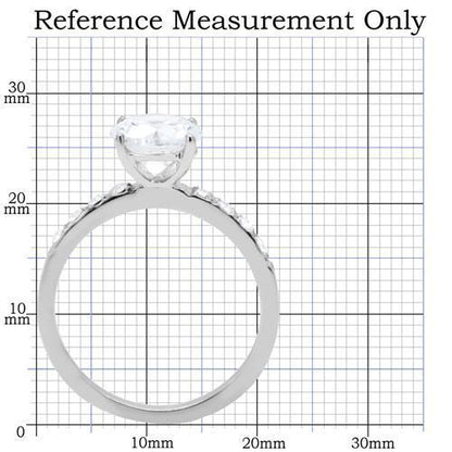 TK198 - High polished (no plating) Stainless Steel Ring with AAA Grade CZ  in Clear