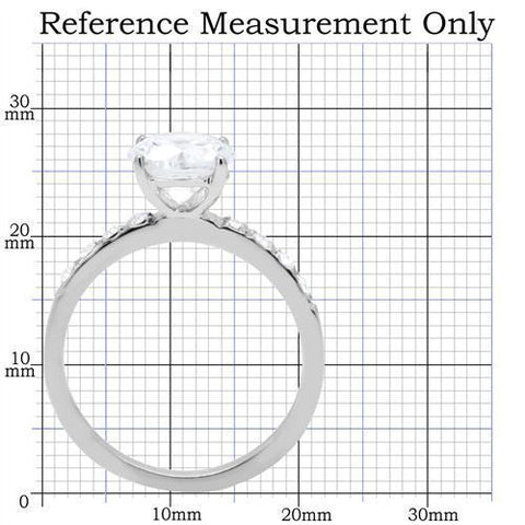 TK198 - High polished (no plating) Stainless Steel Ring with AAA Grade CZ  in Clear