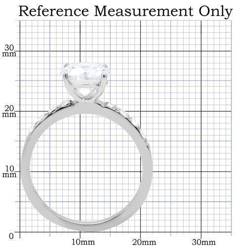 TK198 - High polished (no plating) Stainless Steel Ring with AAA Grade CZ  in Clear