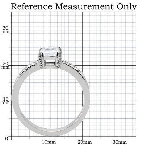 TK199 - High polished (no plating) Stainless Steel Ring with AAA Grade CZ  in Clear