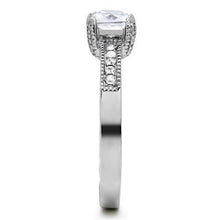 TK199 - High polished (no plating) Stainless Steel Ring with AAA Grade CZ  in Clear