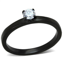 TK2016 - IP Black(Ion Plating) Stainless Steel Ring with AAA Grade CZ  in Clear