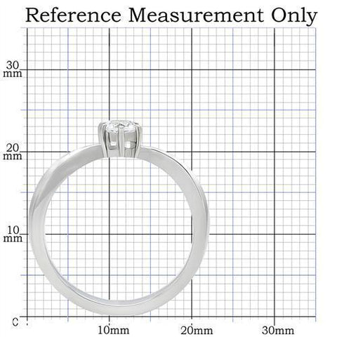 TK201 - High polished (no plating) Stainless Steel Ring with AAA Grade CZ  in Clear