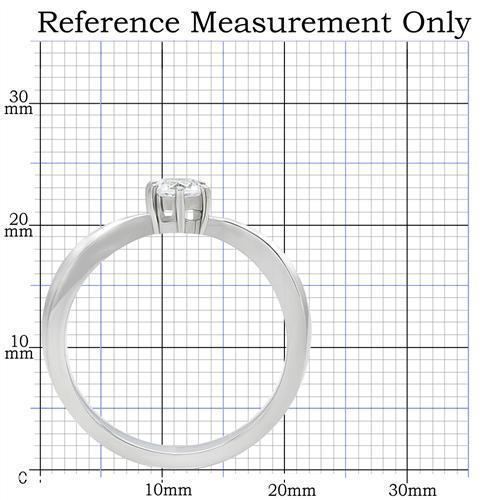 TK201 - High polished (no plating) Stainless Steel Ring with AAA Grade CZ  in Clear