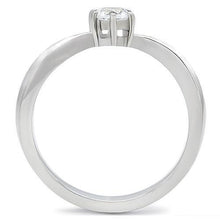 TK201 - High polished (no plating) Stainless Steel Ring with AAA Grade CZ  in Clear