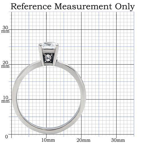 TK202 - High polished (no plating) Stainless Steel Ring with AAA Grade CZ  in Clear