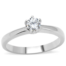 TK203 - High polished (no plating) Stainless Steel Ring with AAA Grade CZ  in Clear