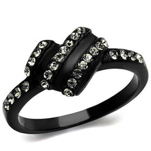 TK2100 - IP Black(Ion Plating) Stainless Steel Ring with Top Grade Crystal  in Black Diamond