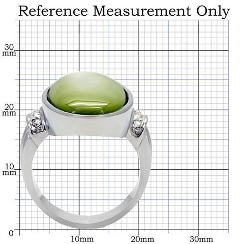 TK211 - High polished (no plating) Stainless Steel Ring with Precious Stone Conch in Apple Green color