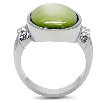 TK211 - High polished (no plating) Stainless Steel Ring with Precious Stone Conch in Apple Green color