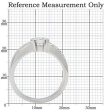 TK214 - High polished (no plating) Stainless Steel Ring with AAA Grade CZ  in Clear