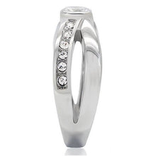 TK214 - High polished (no plating) Stainless Steel Ring with AAA Grade CZ  in Clear