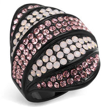 TK2201 - IP Black(Ion Plating) Stainless Steel Ring with Top Grade Crystal  in Multi Color