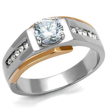 TK2218 - Two-Tone IP Rose Gold Stainless Steel Ring with AAA Grade CZ  in Clear