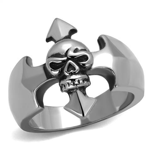 TK2318 - High polished (no plating) Stainless Steel Ring with Epoxy  in Jet