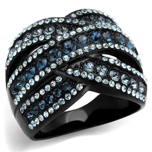 TK2352 - IP Black(Ion Plating) Stainless Steel Ring with Top Grade Crystal  in Montana