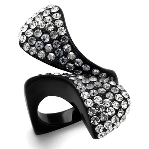 TK2360 - IP Black(Ion Plating) Stainless Steel Ring with Top Grade Crystal  in Montana