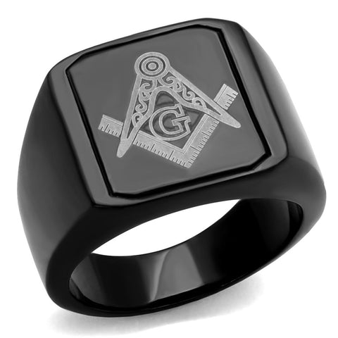 TK2371 - IP Black(Ion Plating) Stainless Steel Ring with No Stone