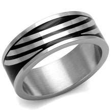 TK2411 - High polished (no plating) Stainless Steel Ring with Epoxy  in Jet