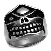 TK2418 - Antique Silver Stainless Steel Ring with Epoxy  in Jet