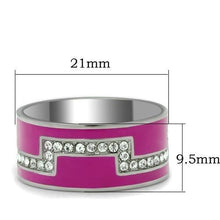 TK244 - High polished (no plating) Stainless Steel Ring with Top Grade Crystal  in Clear